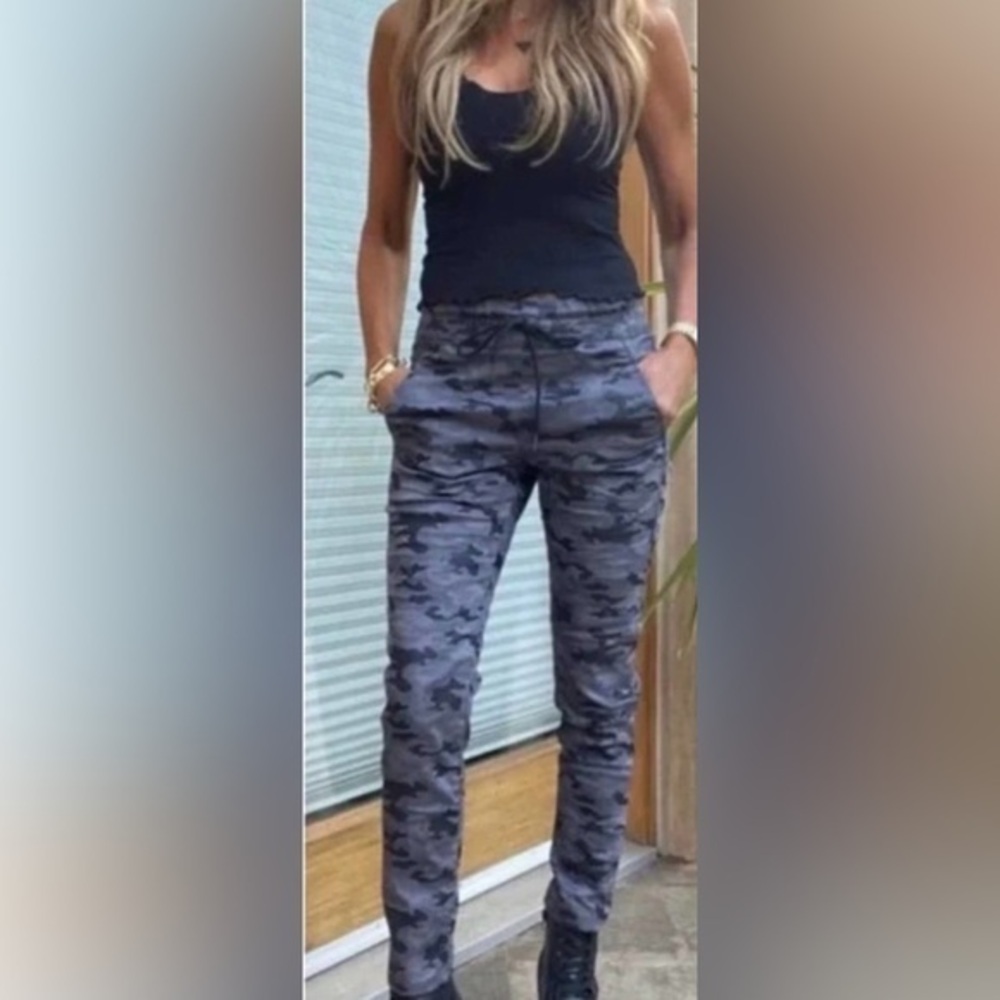 New Bevy Flog Shely Pants Gray Camo Camouflage Drawstring Size 25